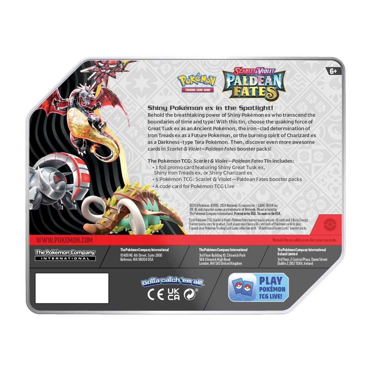 Pokémon Paldean Fates Tin - Shiny Great Tusk ex