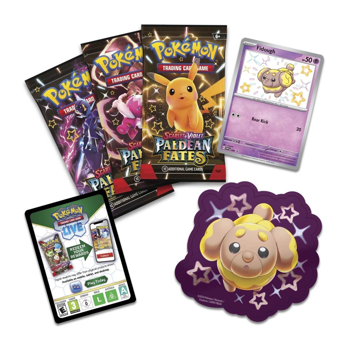 Pokemon Paldean Fates Tech Sticker Collection - Shiny Fidough