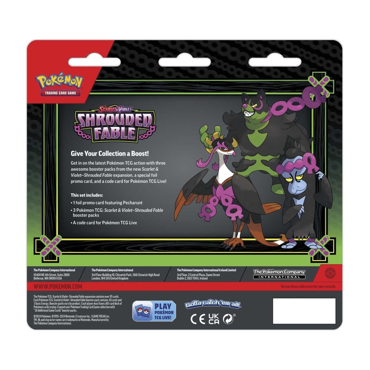 Pokémon Scarlet & Violet: Shrouded Fable 3 Booster Packs & Pecharunt Promo Card